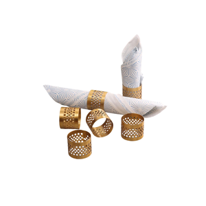 Gold <b>Square</b> Shape Ribbed Design Napkin Ring Table Decoration exquisite hotel Napkin ring designer royal look tableware <b>set</b> - Product Image 2