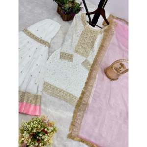 Ensemble haut-bas et dupatta fantaisie pour femmes, vêtements de soirée - Product Image 5