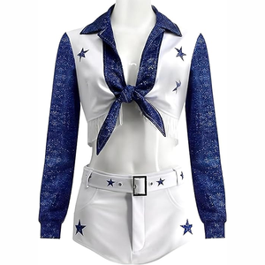 Disfraz de Vaquera para Adultos, Conjunto de Uniforme de Animadora de 3 Piezas con Estrella Azul para Mujer - Product Image 1