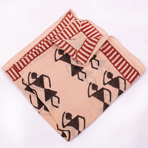 Foulard carré en coton écologique, style Bagaru, imprimé à la main, bandana unisexe respirant, à nouer autour du cou ou sur la tête - Product Image 2