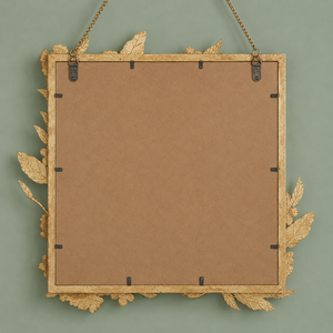 Gold Floral Square <b>Hanging</b> Wall <b>Mirror</b> Antique Leaf Frame Decorative <b>Mirror</b> For Living Room Bedroom Wall Decor - Product Image 3