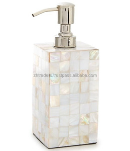 Dispensador de jabón líquido de alta calidad de estilo moderno de venta directa de fábrica de acero inoxidable brillante con incrustaciones de perlas madre para hoteles - Product Image 3