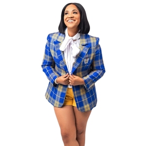 Blazer a cuadros para mujer, chaqueta de traje elegante a cuadros de manga larga, ropa informal de negocios para oficina, ropa de abrigo a la moda para mujer - Product Image 1