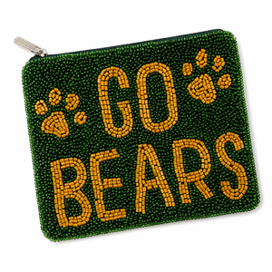 กระเป๋าใส่เหรียญลูกปัดแก้ว GO BEARS งานแฮนด์เมดสุดหรู กระเป๋าซิปสำหรับแฟนกีฬา ของขวัญวันแข่งขันสำหรับนักศึกษา รับผลิตแบบ OEM ODM ขายส่ง - Product Image 1