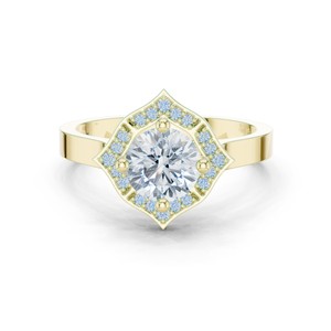 Bague élégante en or massif 14 carats avec diamant de laboratoire de qualité supérieure, taille ronde 1 carat, certifié IGI, et pierres latérales rondes. - Product Image 1