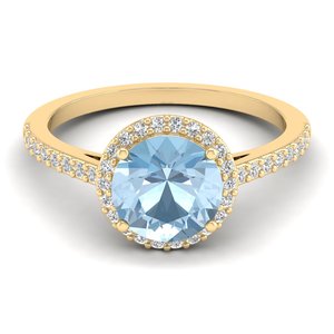 REYES <b>Statement</b> 925 Sterling <b>Silver</b> GRA Certified Moissanite Birthstone <b>Ring</b> For Women Round Cut 1.75Ct Aquamarine Gemstone <b>Ring</b> - Product Image 6