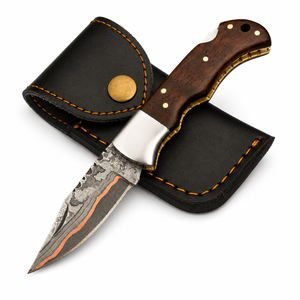 Nouveau couteau pliant à lame pointue en acier Damas personnalisé, manche en bois, bouton de réglage du pouce, couteau de chasse à vendre à un prix raisonnable - Product Image 2