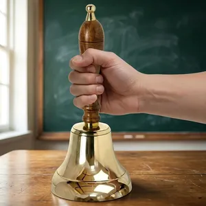 Handcrafted Brass Hand <b>Bell</b> with Wooden Handle Vintage Traditional Decorative <b>Bell</b> for Home Office School Hotel Reception & Gift - Product Image 3