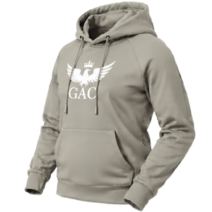 Sweat à capuche beige gris hiver style hip-hop avec logo Aigle Blanc, poche kangourou, cordon de serrage, manches longues, streetwear décontracté - Product Image 5