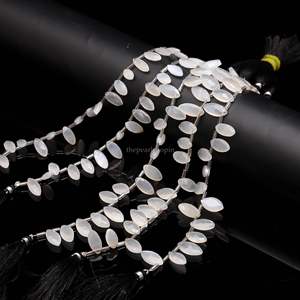 Perles de pierre de lune blanche facettées en forme de marquise, pierres précieuses naturelles de pierre de lune blanche percées sur le côté, 7x12-8x13MM, pour la fabrication de bijoux - Product Image 3