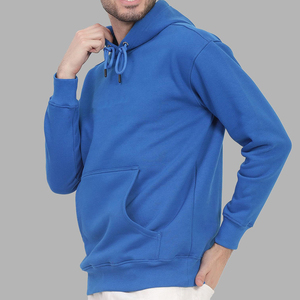 New Solid <b>Blue</b> Color Printed <b>Men's</b> Winter Hoodies Casual Graphic Fleece Pullover Stretch Trendy Pocket 100% Cotton - Product Image 3