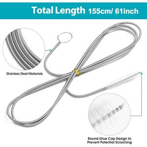 Spazzola per Pulizia Tubi in Acciaio Inox da 61 Pollici, Extra Spessa con Molla Rinforzata, Flessibile con Fori Sottili Curvi - Product Image 2