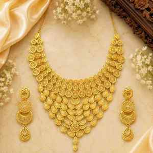 เครื่องประดับแฟชั่นขายส่ง ทอง 14K 18K 24K ชุบทองไมครอน ทองเหลืองหนา สร้อยคอสั้นสำหรับเจ้าสาว ชุดเครื่องประดับสไตล์ดูไบแบบดั้งเดิม - Product Image 3