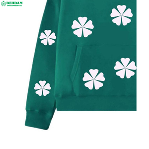 Sweat à capuche BEIHRAM INTERNATIONAL avec fleur blanche, coupe classique, impression sérigraphique, épaules tombantes - Product Image 5