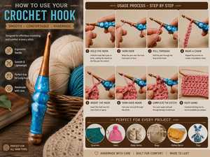 Crochets à crochetage en bois faits à la main, durables, avec poignées en résine colorées et solides, 3,5 mm-6 mm, outils de tricot pour l'artisanat DIY, la curiosité artisanale et l'art populaire - Product Image 5