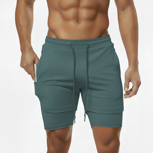 Shorts de sport respirants et anti-transpiration avec poche pour téléphone et serviette, 2 en 1, pour homme - Product Image 5