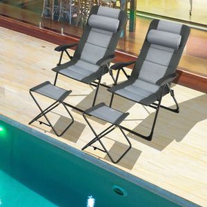 2-Piece Adjustable Backrest Patio <b>Folding</b> <b>Dining</b> Chair <b>Set</b> - Product Image 2