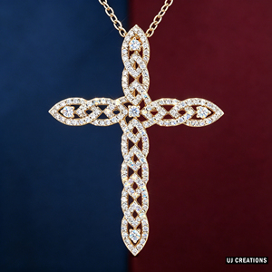 CUSTOM SILVER 14K/18K GOLD PLATED LAB GROWN CVD DIAMOND LUXURY ENGAGEMENT GIFT SWEATER <b>CHAIN</b> NECKLACE <b>CROSS</b> PENDANT VS QUALITY - Product Image 2