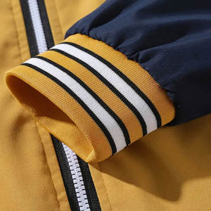 Chaqueta Varsity para Hombre, Amarillo y Azul Marino, Bordada, con Cierre Frontal, Talla Grande, Corte Regular, para Otoño - Product Image 5