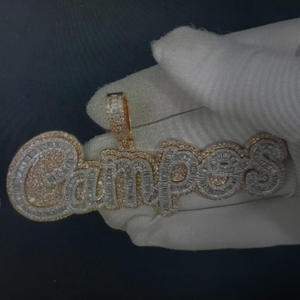 <b>Custom</b> Fine Jewelry Hand Carved 925 Silver Lab Grown Diamond Pendant with Rose Gold Plating Hip Hop Iced <b>Name</b> <b>Necklace</b> - Product Image 1