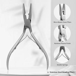 Blue Plasma Stainless Steel Satin Finish Hair Extensions <b>Tool</b> with Beads Loop Needle Pulling <b>Hook</b> Professional Beauty <b>Tool</b> - Product Image 6