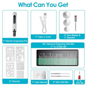 Incisore Elettrico Professionale Senza Fili, 33 Punte, 5 Stencil, 3 Velocità, Ricaricabile, 5 Punte per Incisione Elettrica - Product Image 6