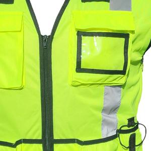 Chaleco de Seguridad de Poliéster Transpirable Fluorescente Reflectante de Alta Visibilidad con Cremallera y Múltiples Bolsillos - Product Image 3
