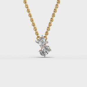 Colgante de Diamante con Corte Princesa y Ovalado, Chapado en Oro de 18K, Joyería Clásica para Mujer, Diseño Geométrico Solitario para Compromiso - Product Image 1