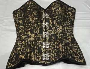 Corset amincissant noir et or à motif floral respirant pour femme, avec fermeture à agrafes, maintien ferme, surpoitrant, à double baleine en acier, pour usage quotidien - Product Image 2