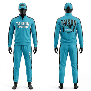 Chándal de Cricket TAISON SPORTS Premium de 280 GSM en Poliéster/Nailon, Color Azul Cielo con Paneles Laterales Negros, Logotipo Personalizado por Transferencia Térmica, Impermeable - Product Image 1