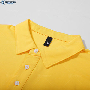 เสื้อโปโลแขนสั้นผู้ชาย สีพื้น ผ้าฝ้ายปิเก้ถัก ทรงลำลอง สีเหลือง - Product Image 3