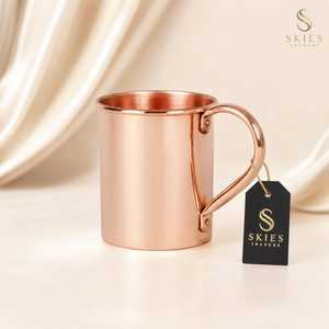 Mug à Moscow Mule en cuivre en forme de baril avec poignée dorée, tasse à cocktail en métal, article de bar, vaisselle, cadeau, 16 oz - Product Image 2