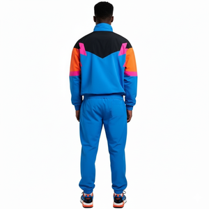 ชุดเซ็ตไนลอนเรียบแบบโอเวอร์ไซส์พร้อมโลโก้สั่งทำ เสื้อแจ็คเก็ตกันลมสไตล์วินเทจ กางเกงไนลอน ชุดวอร์มแจ็คเก็ตกันลมสำหรับผู้ชาย - Product Image 4