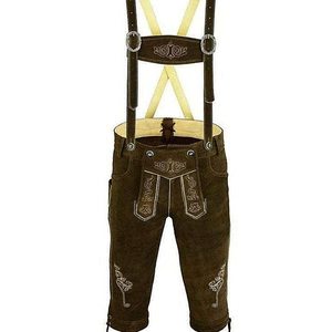 Lederhosen bavaroises en cuir de vache marron foncé pour hommes, tailles européennes 46 à 62 - Product Image 1
