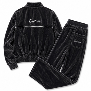 Damen Regular Fit Umweltfreundlicher Übergrößen Leichtgewicht Lässiger Atmungsaktiver Velours-Trainingsanzug Zweiteiliges Set Großhandelspreis Einfarbig - Product Image 2