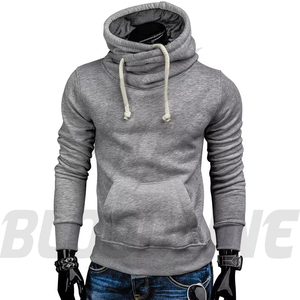 Sweat-shirt à capuche unisexe gris, coupe classique, décontracté, couleur unie, en molleton tricoté, avec poche avant, respirant et à séchage rapide - Product Image 2