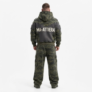 Conjunto de Sudadera con Capucha y Pantalones Cargo de Camuflaje Verde para Hombre, Ropa Deportiva Holgada, Estilo Urbano, Personalizable, OEM, ODM, Venta al Por Mayor - Product Image 2