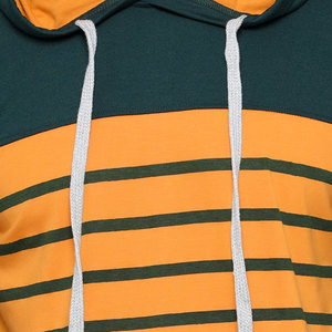 เสื้อสเวตเตอร์มีฮู้ดผู้ชาย แขนยาวลายทาง ลำลอง ถักทอ ใส่ได้ในฤดูใบไม้ร่วง ทรงปกติ สีเขียวส้ม - Product Image 4