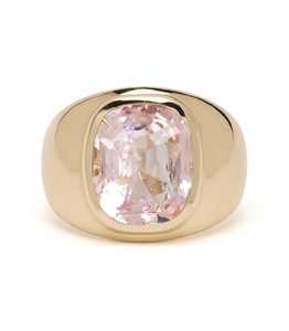 Bague Cocktail en Quartz Rose, Or 14K, Sertissage Ovale, Bague de Fiançailles Glamour pour Femme, Pierre de Naissance de Juin - Product Image 1