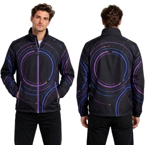Vibrant Aurora Glow Windbreaker <b>Jackets</b> Quick Dry Long Sleeve Stand Collar Thermal <b>Fleece</b> <b>Lined</b> Jogging Shells <b>Jackets</b> - Product Image 5