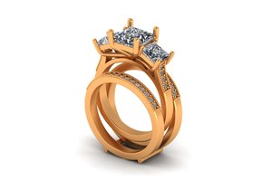 Luxury gold silver ladies <b>ring</b> yellow white rose style moissanite cvd colour stone <b>cz</b> vvs2 d princess round 3.74 cts charm - Product Image 1