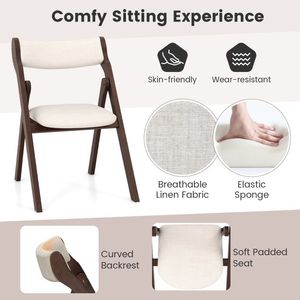 Set of 2 Comfortable Dining <b>Chairs</b> <b>Padded</b> Backrest and Seat Folding Design - Product Image 6