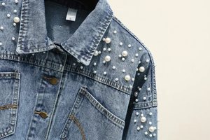 Autumn Winter Vintage Blue Embroidered <b>Denim</b> <b>Jacket</b> Women Loose Short Outerwear Bohemian Cowboy Style Eco-Friendly Big Pockets - Product Image 3