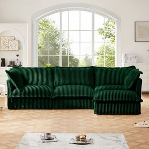 Divano Sezionale Moderno a L Oversize con Rivestimento, Comodo Divano Cloud con Seduta Profonda, Pouf Convertibile per Soggiorno - Product Image 1