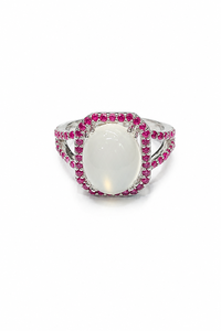 Ruby and <b>Moon</b> <b>Stone</b> <b>Ring</b> in 92.5 Sterling Silver KLSP-10669 - Product Image 3