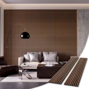 Panneau acoustique en bois massif MDF écologique de haute qualité 2400 mm * 600 mm avec NRC 80% imperméable pour chambre à coucher, salle à manger, salle de bain - Product Image 1