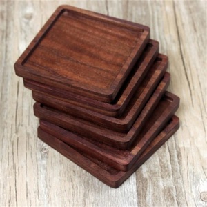 Premium Quality Square Wood Walnut <b>Coaster</b> Set Unique Artistic Patterns <b>Heat</b> Resistant Eco-Friendly Handmade Food Grade Kitchen - Product Image 3