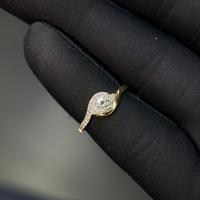Anillo de Oro de 14K con Diamantes Cultivados en Laboratorio, Corte Marquesa y Redondo, para Mujer, Joyería Fina