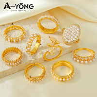 Bague de haute qualité, exquise, en perles et CZ, plaquée or 21 carats, bijoux résistants au ternissement, pour fiançailles et mariage