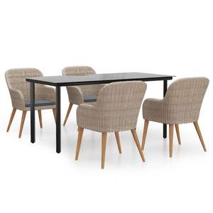 Juego de Comedor para Jardín Negro con Sillas Marrones y Cojines Gris Oscuro - Product Image 2